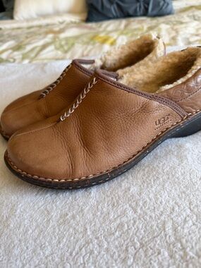 UGG Women’s Brown Bettey Leather Slip-On Shearling shoes